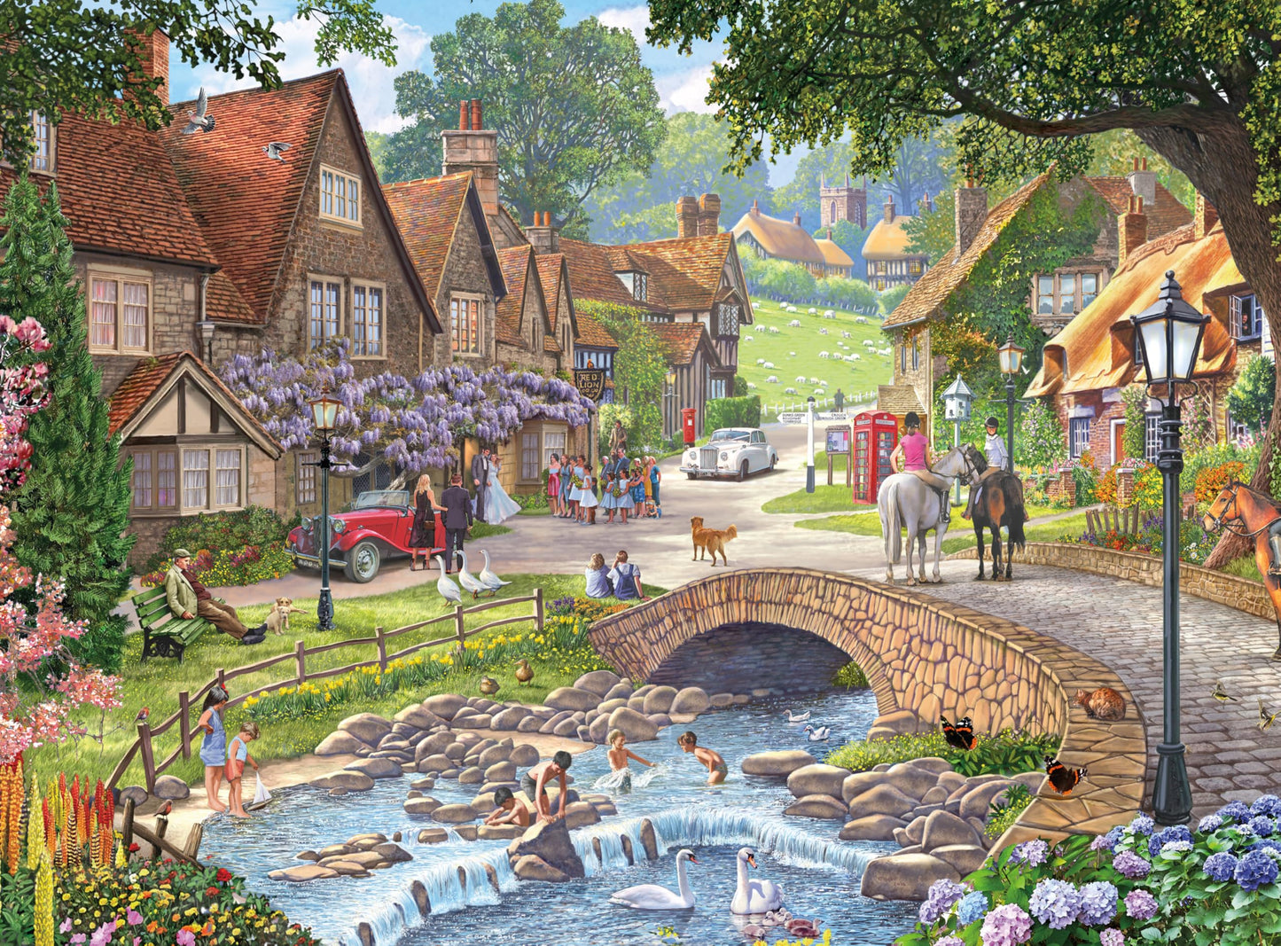 Ceaco - Summer Village Stream - 1000 Piece Jigsaw Puzzle for Adults