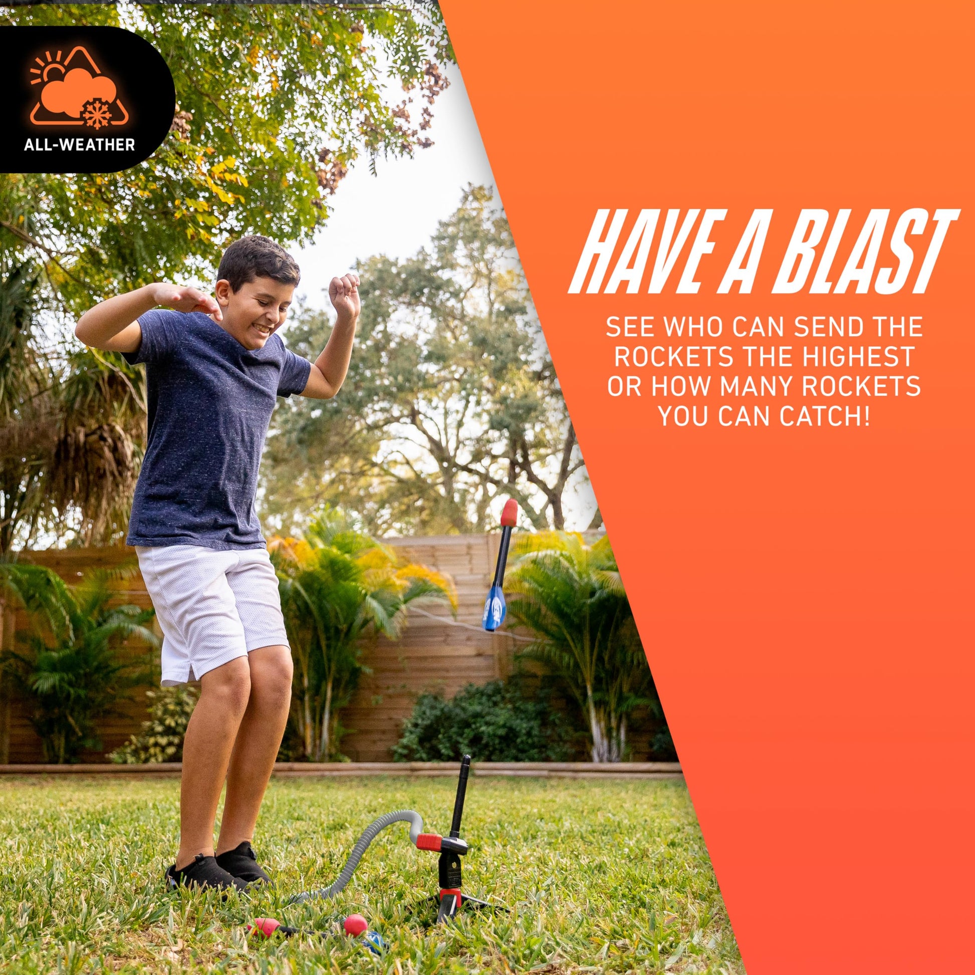 NERF Kids Toy Rocket Launcher - Rip Rocket Jump Rockets + Launcher - Boys + Girls Toy Stomp Pad + Missiles Set