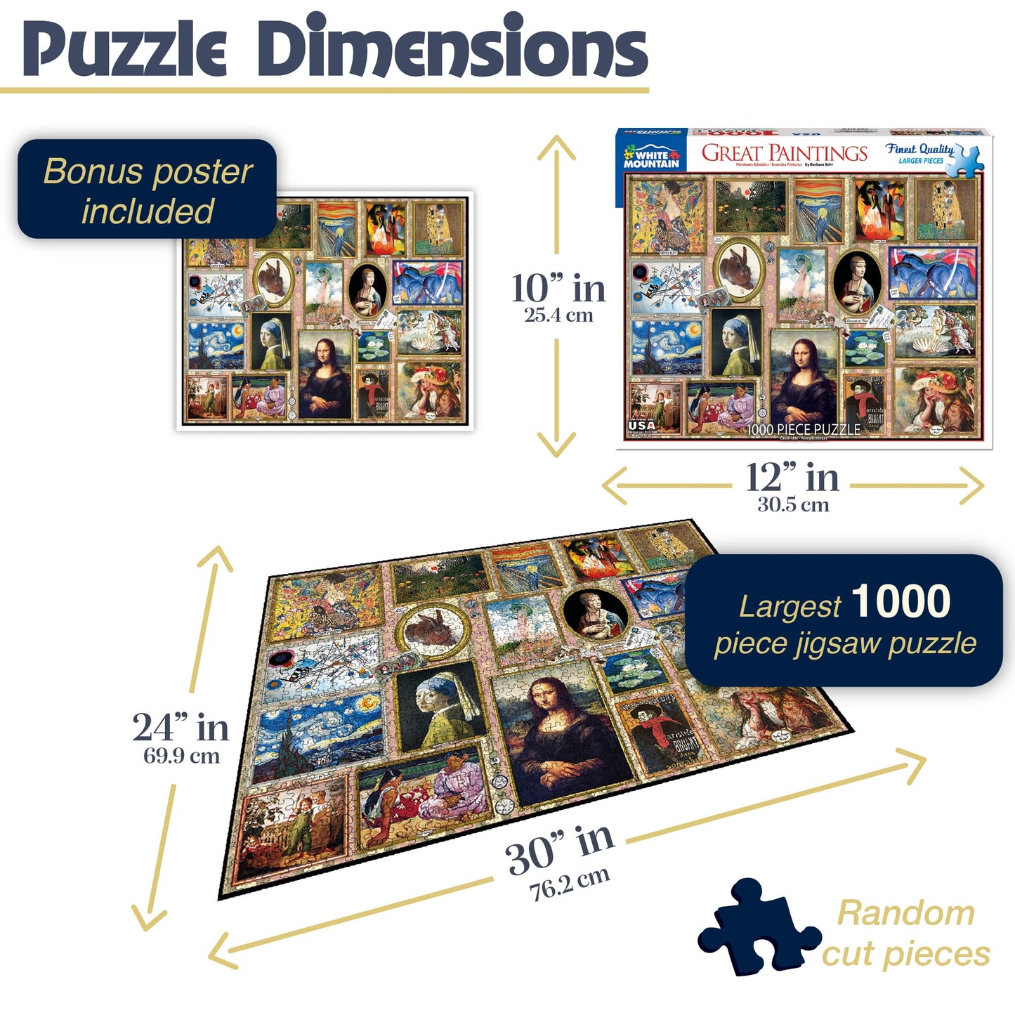 White Mountain 1000 Piece Jigsaw Puzzle Famous Art, Great Paintings