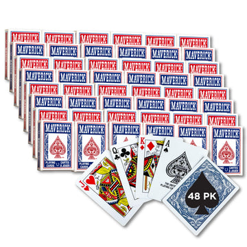 Maverick Playing Cards 48 Pack, Standard Index, Red and Blue Decks, Bulk Playing Cards for Poker, Card Games, and Family Game Night