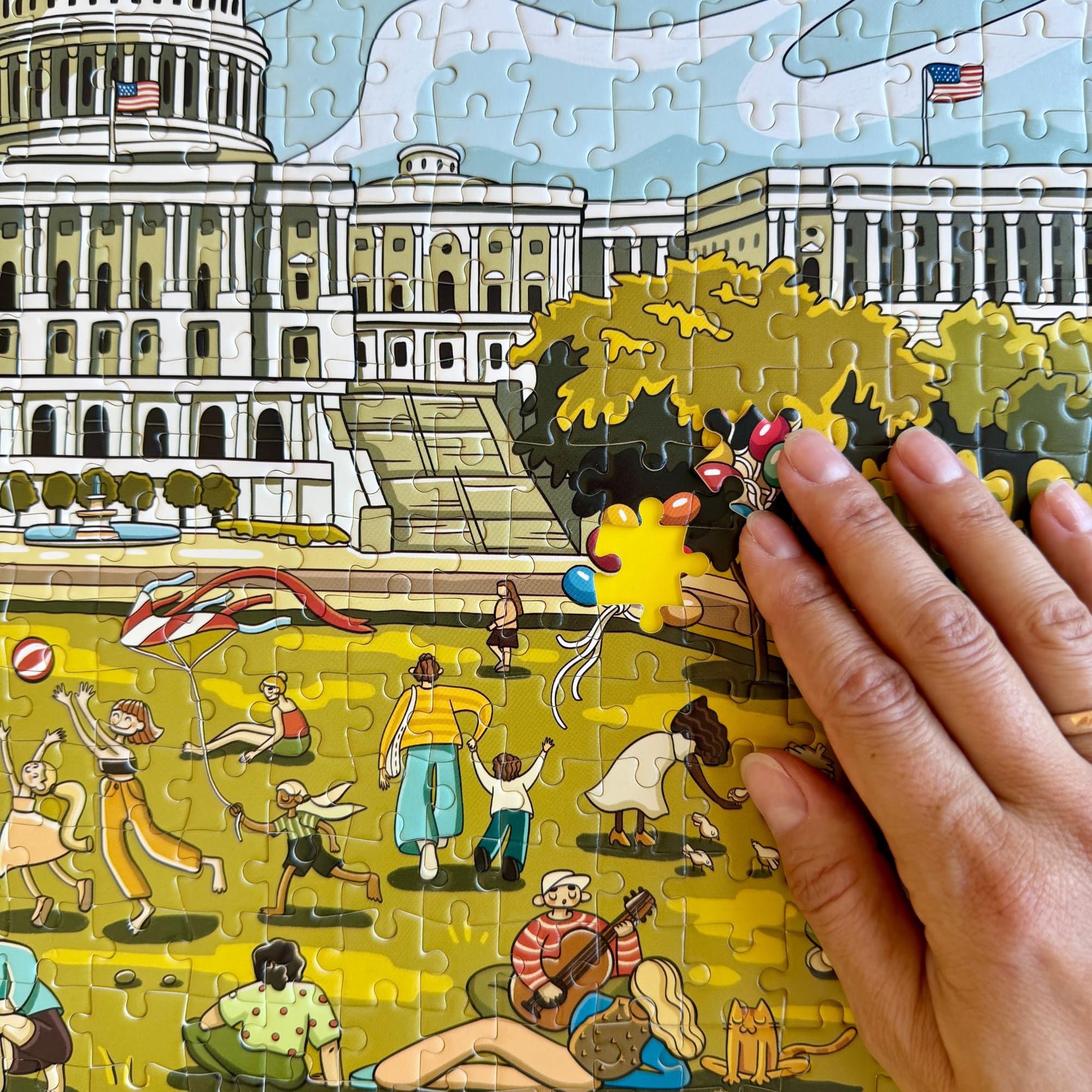 500-Piece Jigsaw Puzzle for Adults - Washington DC Landmarks, United States Capitol - Updated Edition with New Cut, Colorful Nostalgic Puzzle