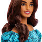 Barbie Fashionistas Style Doll #250 with Brown Hair, Wearing Turquoise Snake Print Skirt, Turquoise Snake Print Top, Black Strappy Heels