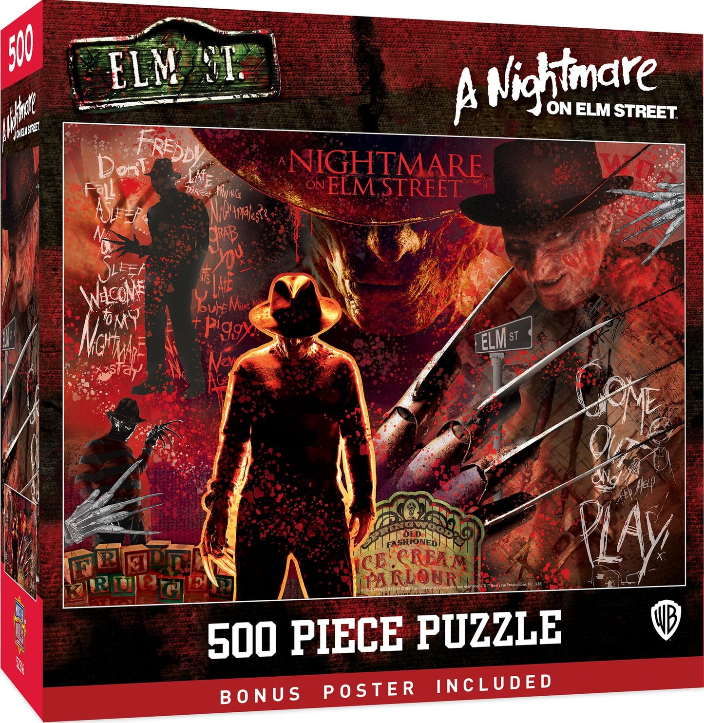 MasterPieces Officially Licensed 500 Piece Halloween Jigsaw Puzzle - Nightmare on Elm Street - 15"x21"