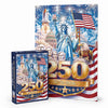America 250 Anniversary Wooden Puzzle 1000 Pieces, USA 250th 1776-2026 Patriotic Artwork with Letters on Back, Challenging Jigsaw Puzzles for Adults