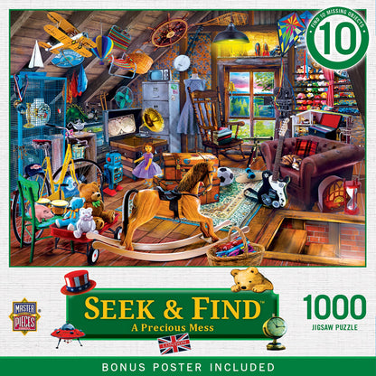 MasterPieces 1000 Piece Seek & Find Jigsaw Puzzle for Adults, Family, Or Youth - Precious Mess - 19.25"x26.75"