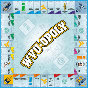 Late for the Sky West Virginia-Opoly Board Game - WVU Campus Edition, Family Strategy Game for 2-6 Players, College Town Tokens, Fast One-Hour or