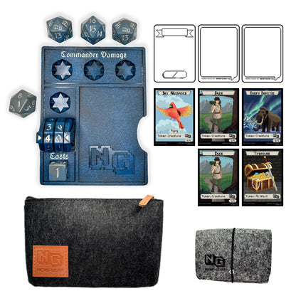 NERD GEAR Commander Essentials Kit - Ultimate Accessory for MTG Commander EDH - MTG Command Zone Tray - Health Counter - Spin Down Dice - Dry Erase