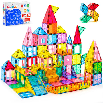 Anbalulu 182PCS Magnetic Tiles, Large Castle Building Blocks for Kids