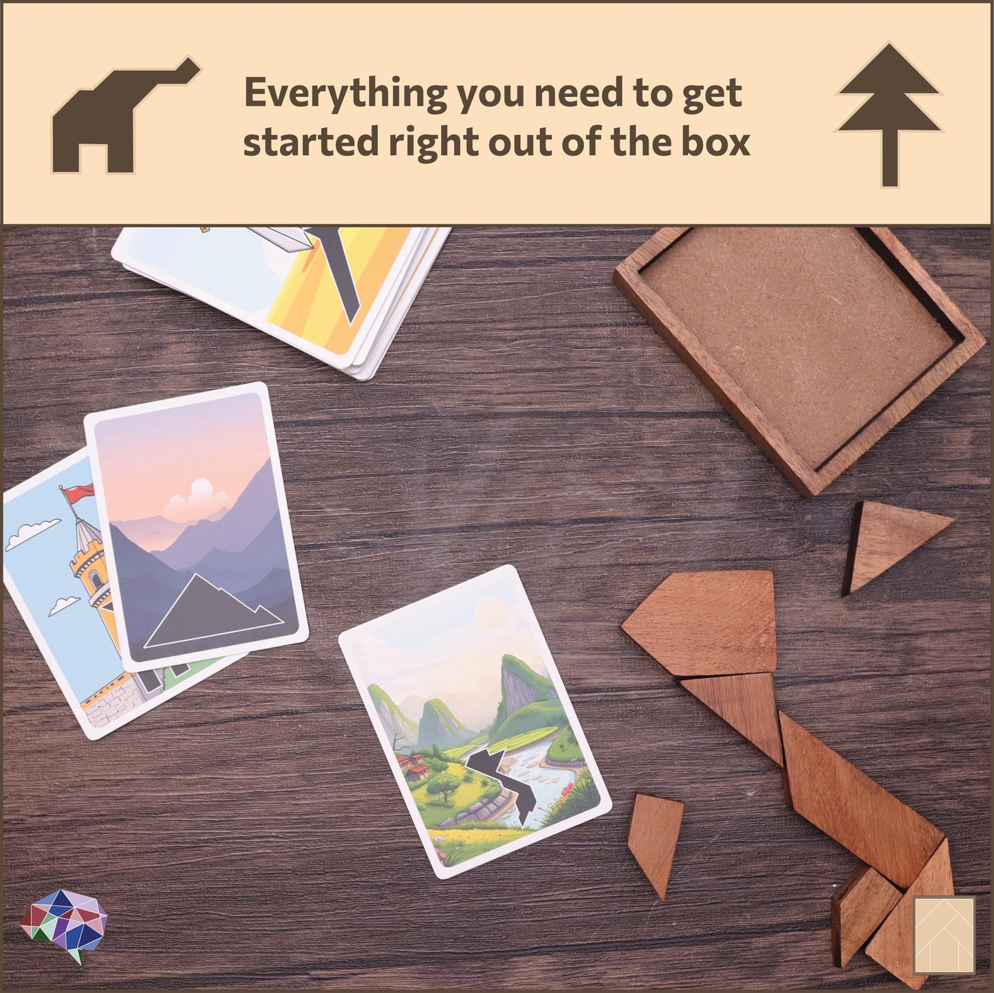 Enigma Grain Wooden Tangram Brain Puzzles for Adults | Challenging Wooden Brain Teasers Puzzle | 50+ Puzzles Inside! | Great to Do with Others!