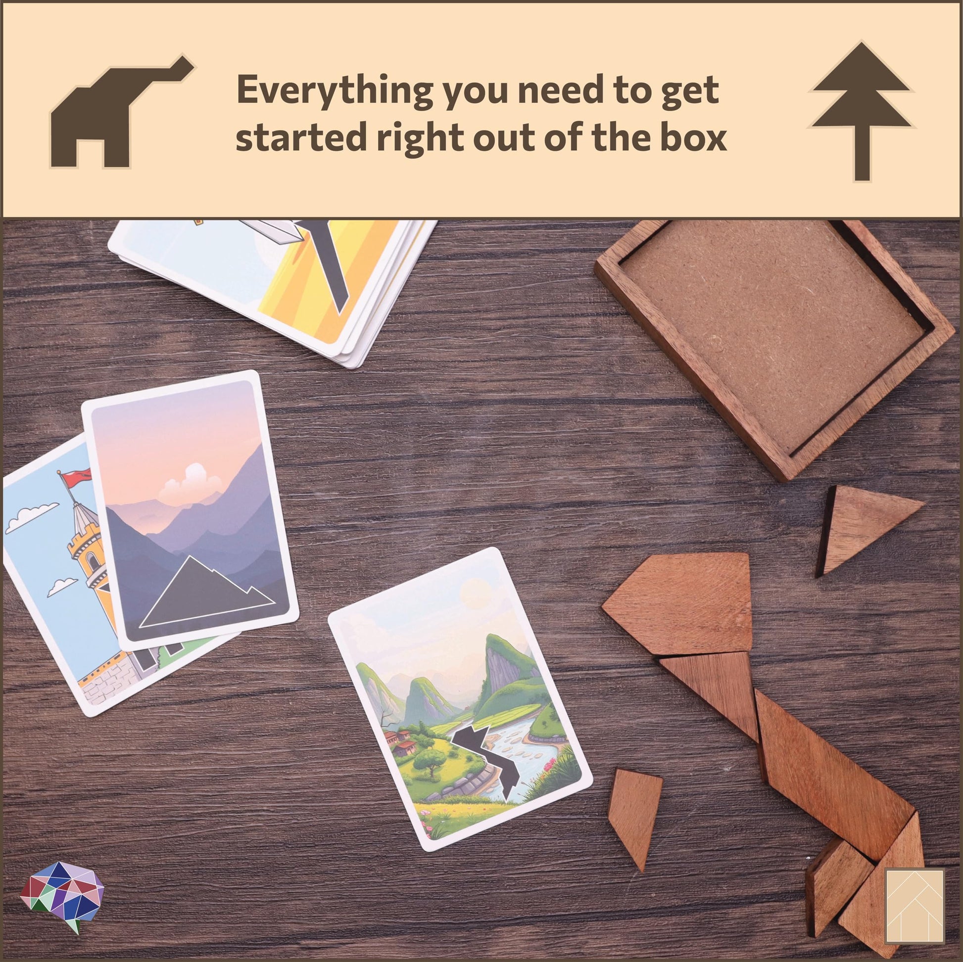 Enigma Grain Wooden Tangram Brain Puzzles for Adults | Challenging Wooden Brain Teasers Puzzle | 50+ Puzzles Inside! | Great to Do with Others!