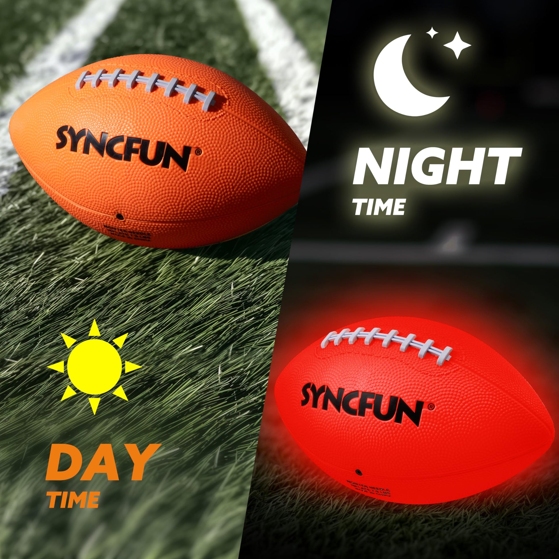 SYNCFUN Glow in the Dark Football for Boys, Light Up Football for Night Outdoor Sports Games, Red Glowing Ball, Ball Accessories Gifts for Teen Boy