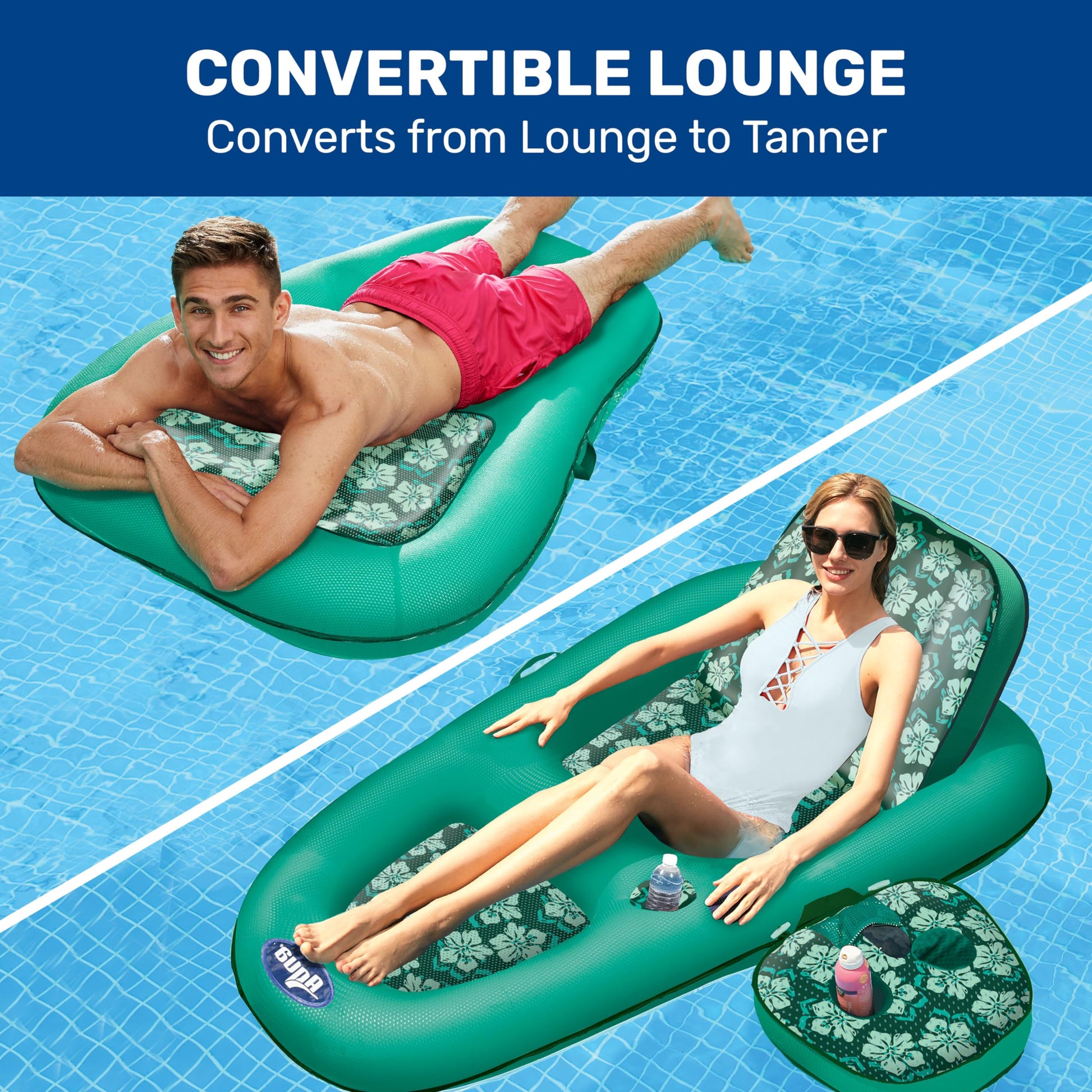 Campania 2 in 1 Convertible Water Lounge, Multi Teal Floral Print