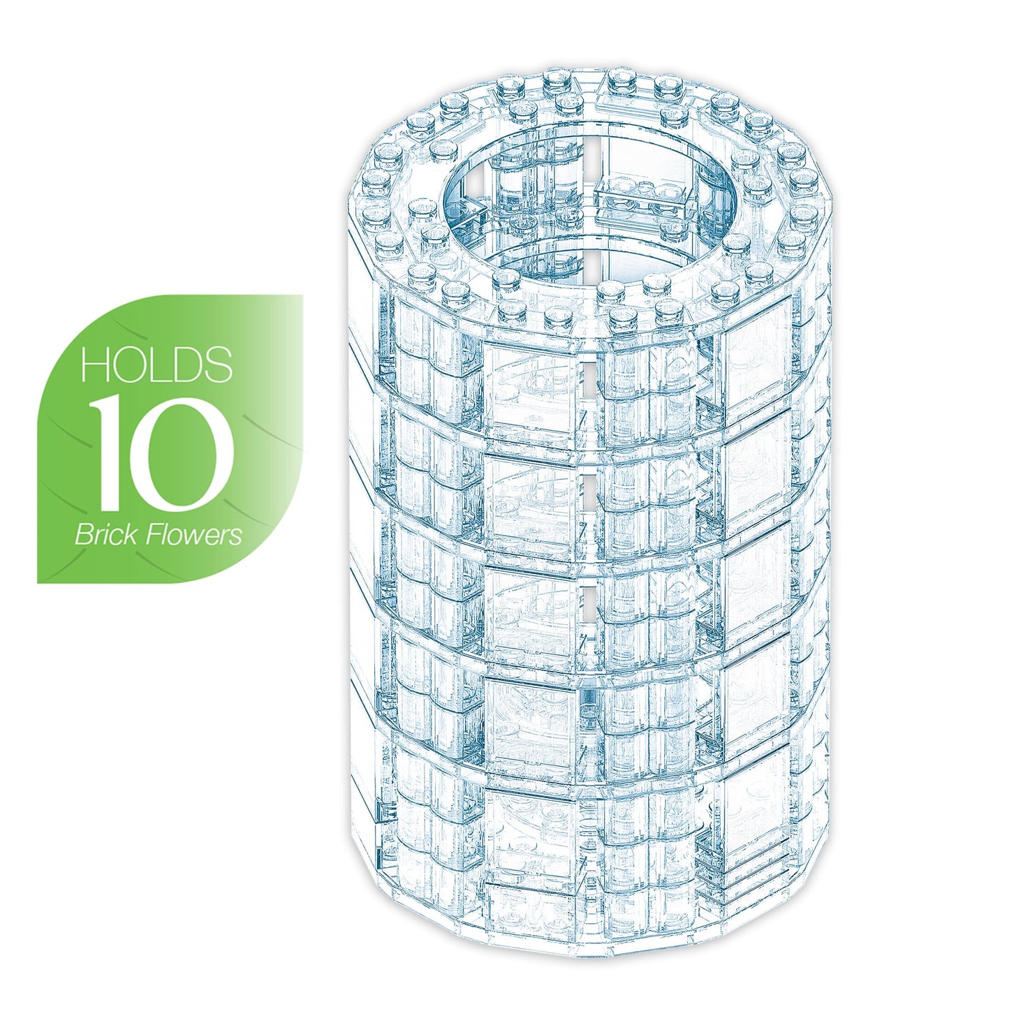Brickcraft Bricktanicals Crystal Vase Building Set 118pcs Transparent Brick Flower Holder Fits 10 Stems Compatible Botanical Building Blocks Display
