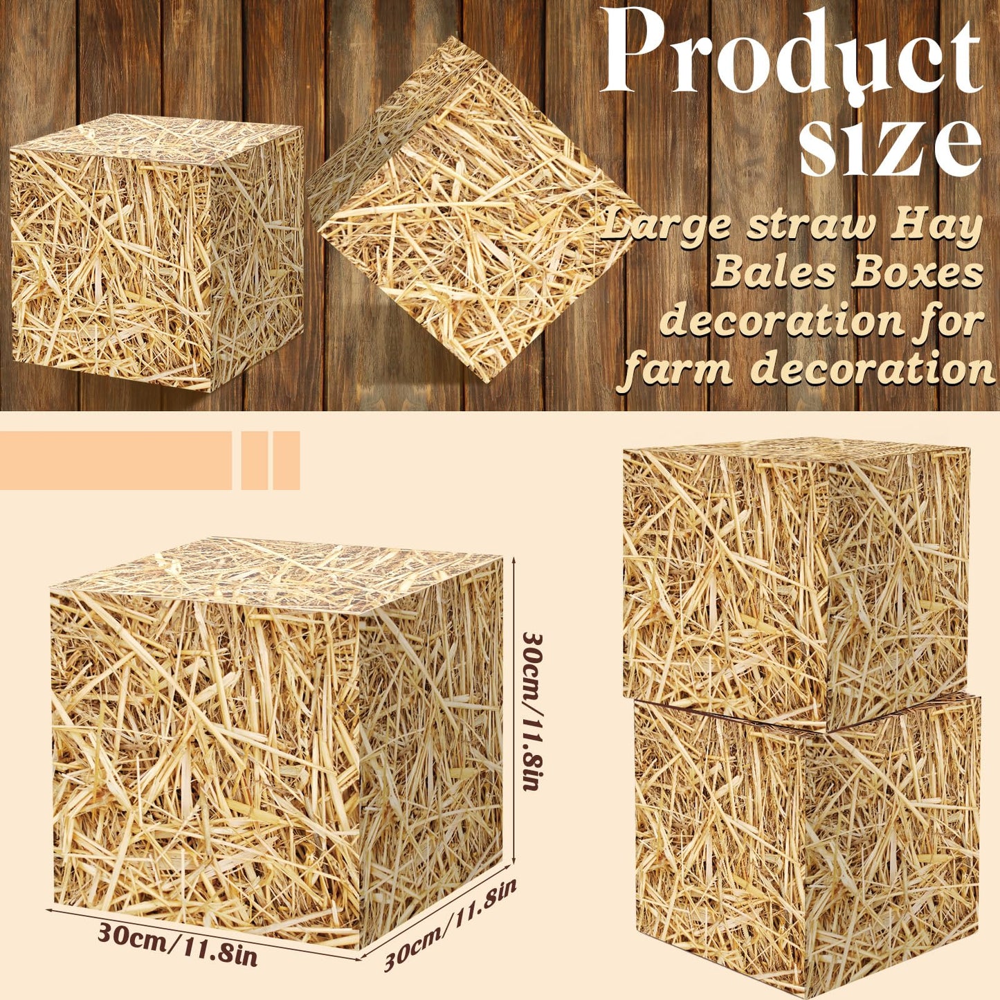 6 PCS Hay Bales Paper Boxes Decor Western Cowboy Party Decor Box Farm Hay Photo Booth Props Rustic Farmhouse Cowboy Party Supplies