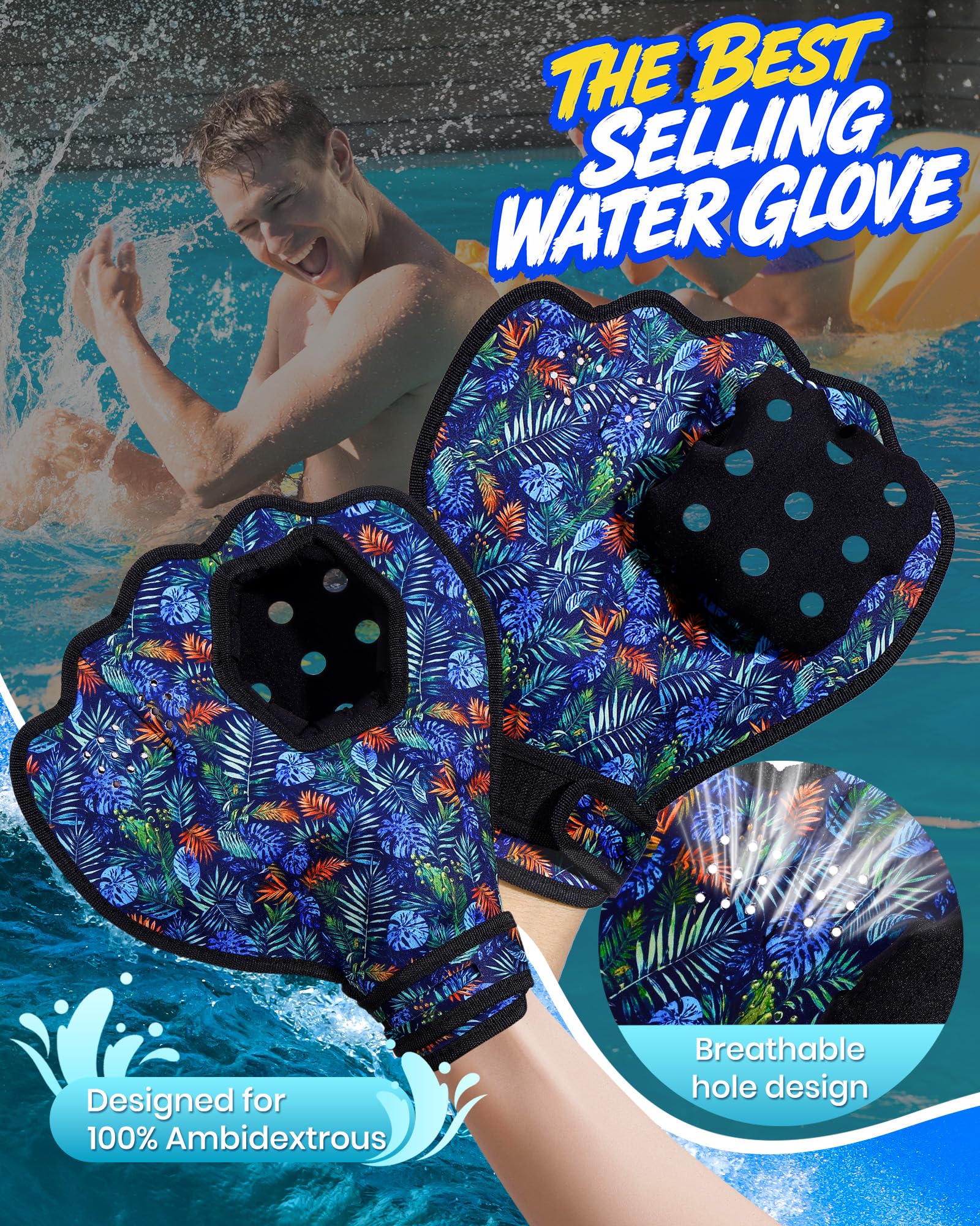 ouyhhk Water Baseball Gloves Set for Pool & Beach Games-for Beach Games & Swimming Pool Toys,1PC Water Bouncing Ball with 2PCS Pool Baseball