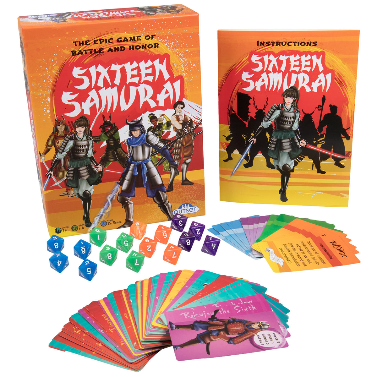 Sixteen Samurai - an Epic Battle Between Rival Clans - Fast Action Card Game - 2 to 4 Players - Fun Family Game for Kids & Adults, Ages 8 an up by
