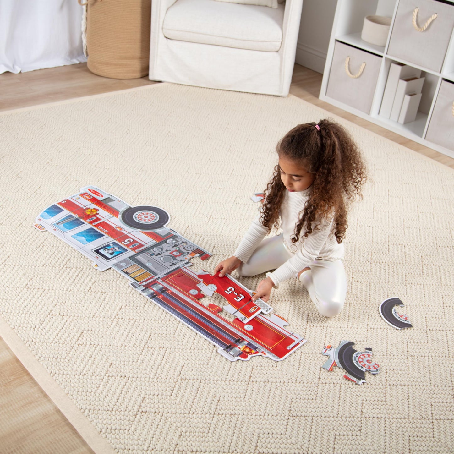 Melissa & Doug Giant Fire Truck Shaped Jumbo Floor Puzzle 24-Piece Toy