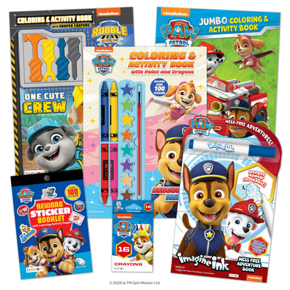 Nickelodeon PAW Patrol, Rubble & Crew Coloring and Activity Book Bundle, 6-Piece Set - Imagine Ink Mess-Free, Watercolor Paint, Sticker Booklet, 16