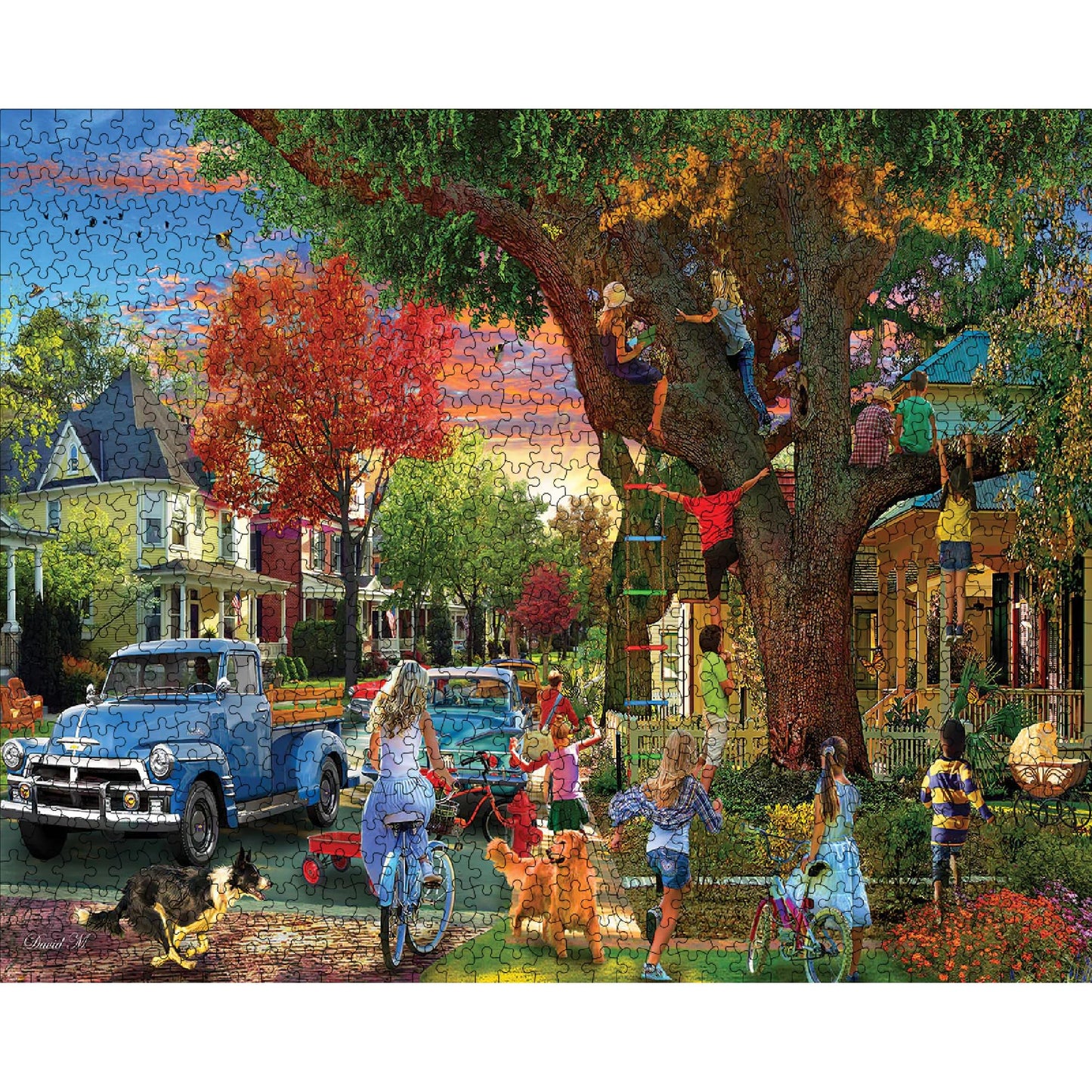 White Mountain 1000 Piece Jigsaw Puzzle Friendly Summer, The Neighborhood