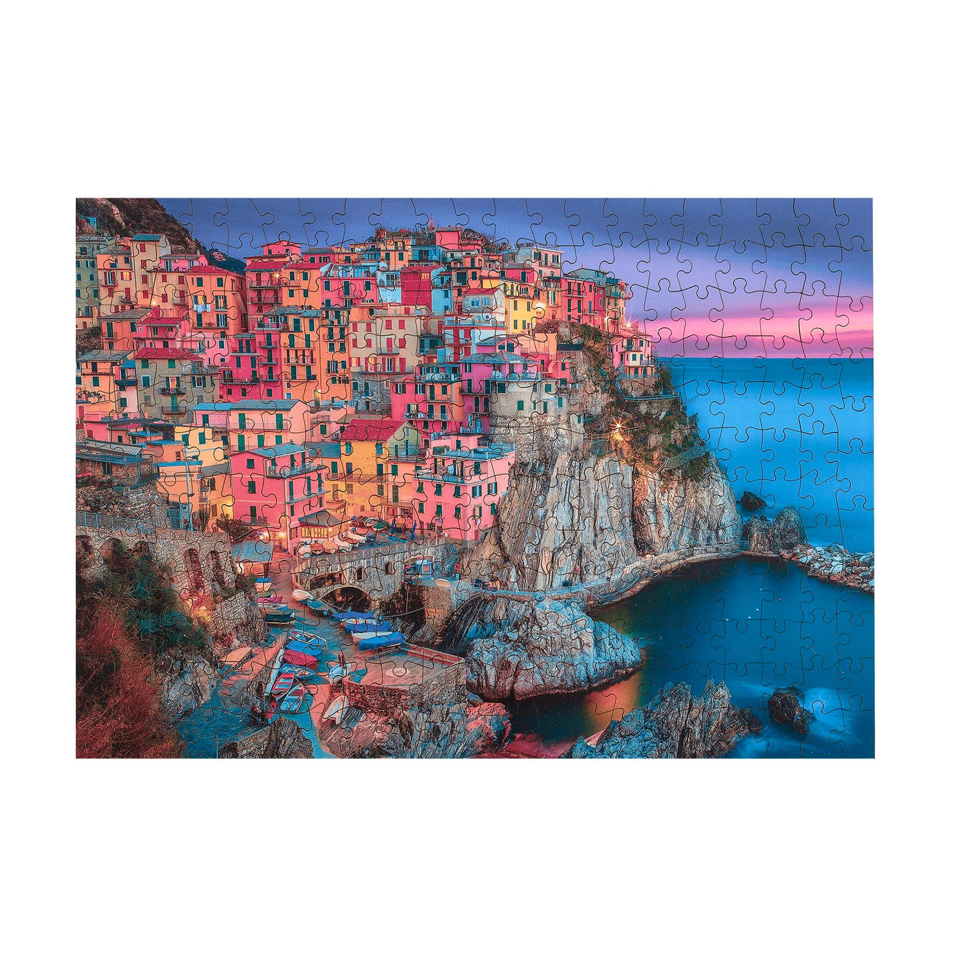Buffalo Games - 250 Piece Wooden Jigsaw Puzzle - Cinque Terre - Standard Cut Pieces - Wooden Box - Full Size Poster, Ages 14