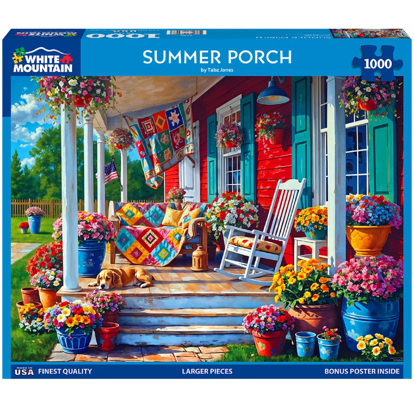 White Mountain 1000 Piece Jigsaw Puzzle Cozy Farm House, Summer Porch