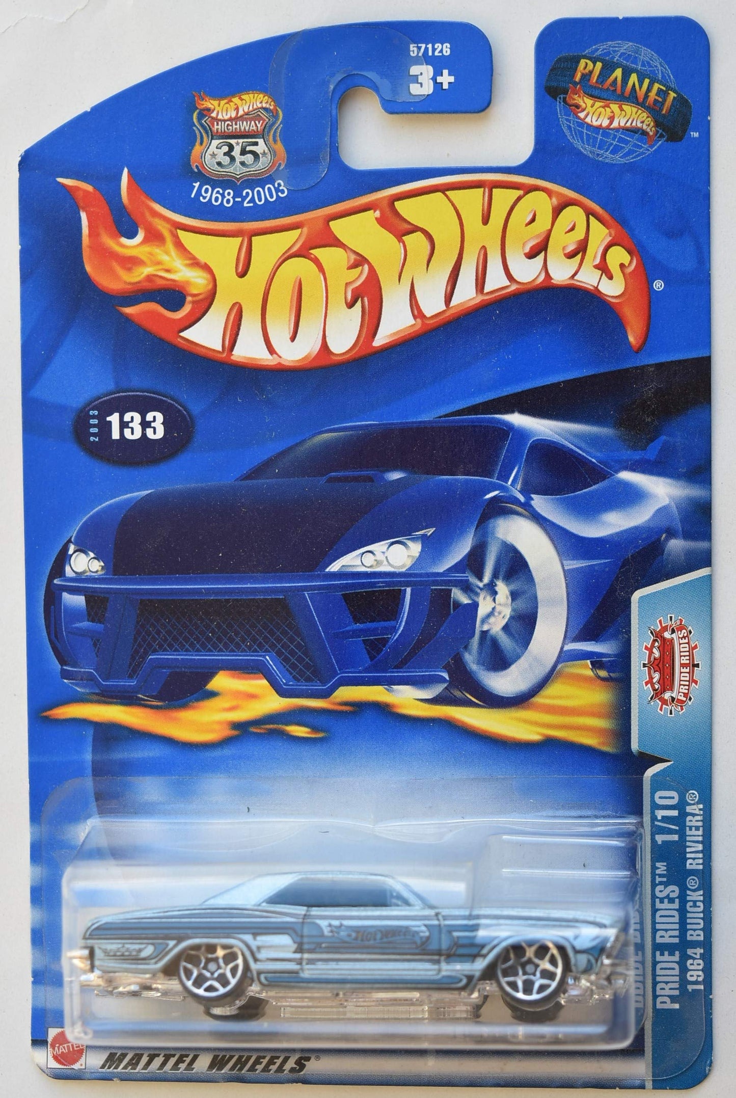 Hot Wheels 1:64 Scale Pride Rides 1/10 Blue 1964 Buick Riviera #133 Highway 35TH Card
