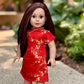 Asian Beauty - Asian Red and Gold Traditional Dress with Red Shoes - Clothes Fits 18 Inch Doll (Doll Not Included)