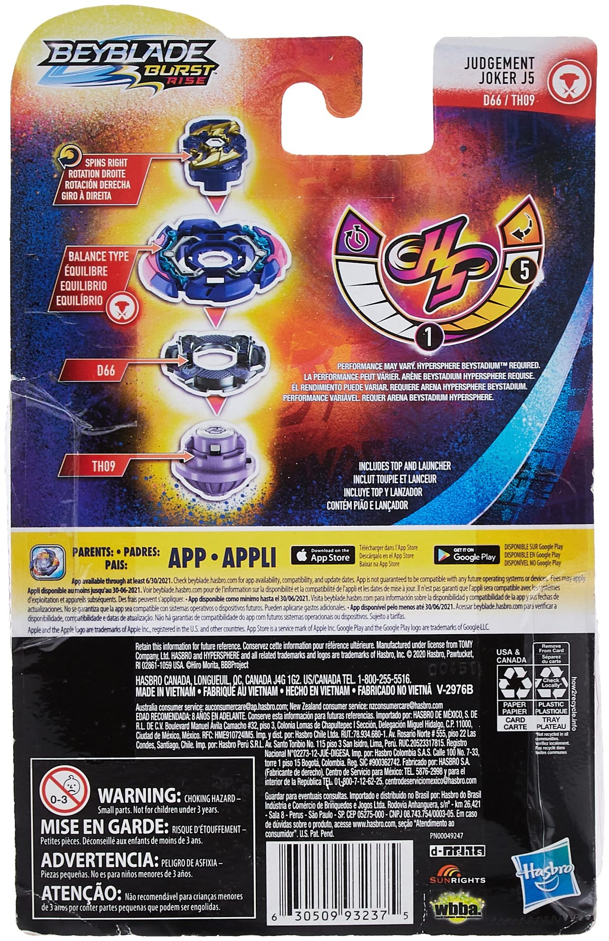 Beyblade Burst Rise Hypersphere Judgement Joker J5 Starter Pack - Balance Type Battling Top Toy and Right/Left-Spin Launcher, Ages 8 and Up