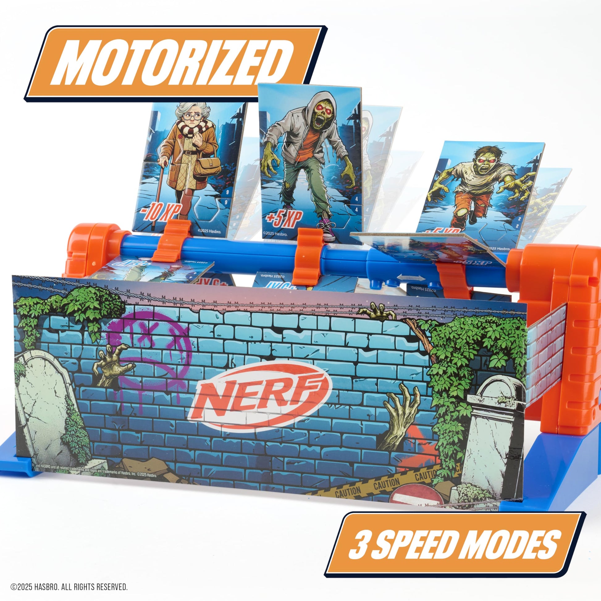 Nerf Zombie Spin Strike Electronic Target Game - Rotating Dart Blaster Game with Split-Apart Targets, 3 Modes & Multiplayer Play