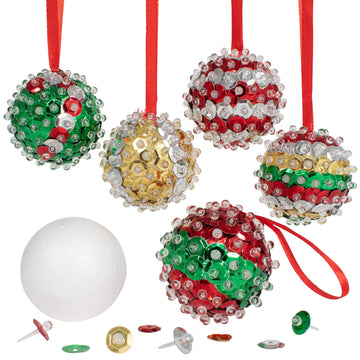 READY 2 LEARN- Create Your Own Sequin Ornaments - Set of 6 - Christmas Crafts for Kids - Christmas Tree Decorations - All Materials Included
