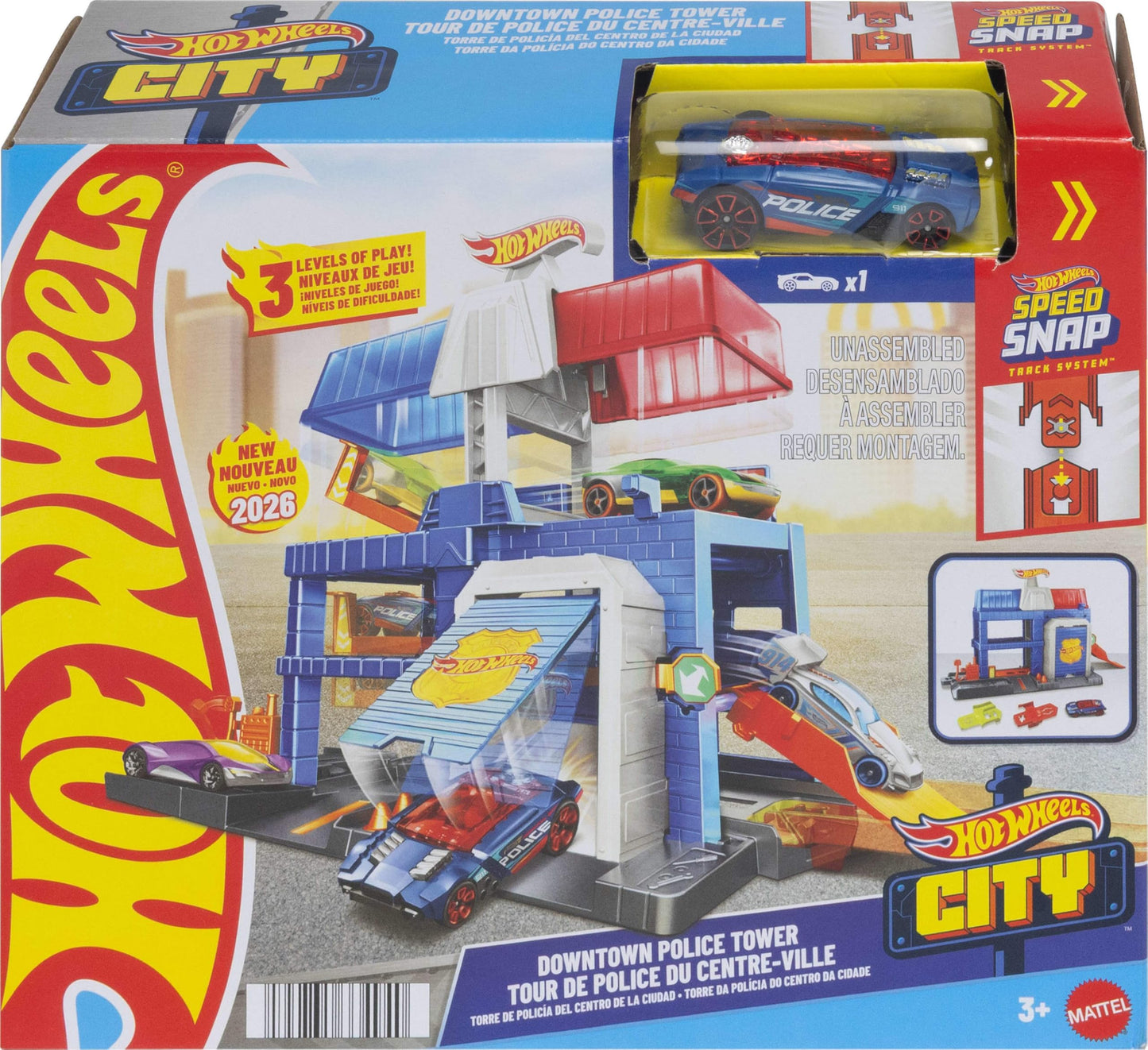 Hot Wheels City Downtown Police Tower Playset & Die-Cast Police Car