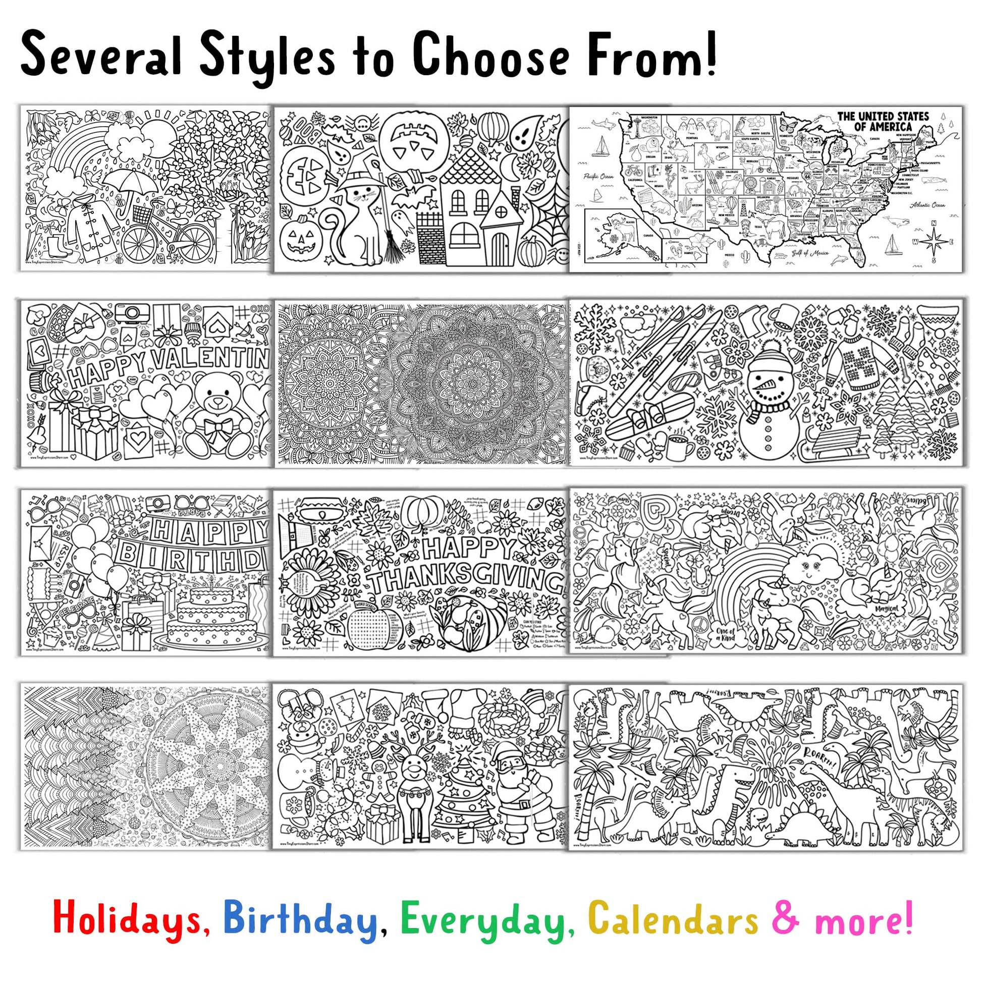 Tiny Expressions Outer Space Giant Coloring Poster for Kids - 30" x 72" Jumbo Paper Banner or Table Cover for School Parties - Large Pages