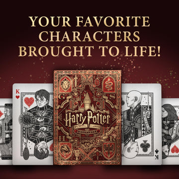 theory11 Harry Potter Playing Cards Red Gryffindor - Wizarding World Poker Deck with Gold Foil, Custom Artwork, Magic, Cardistry, Game Night Gift