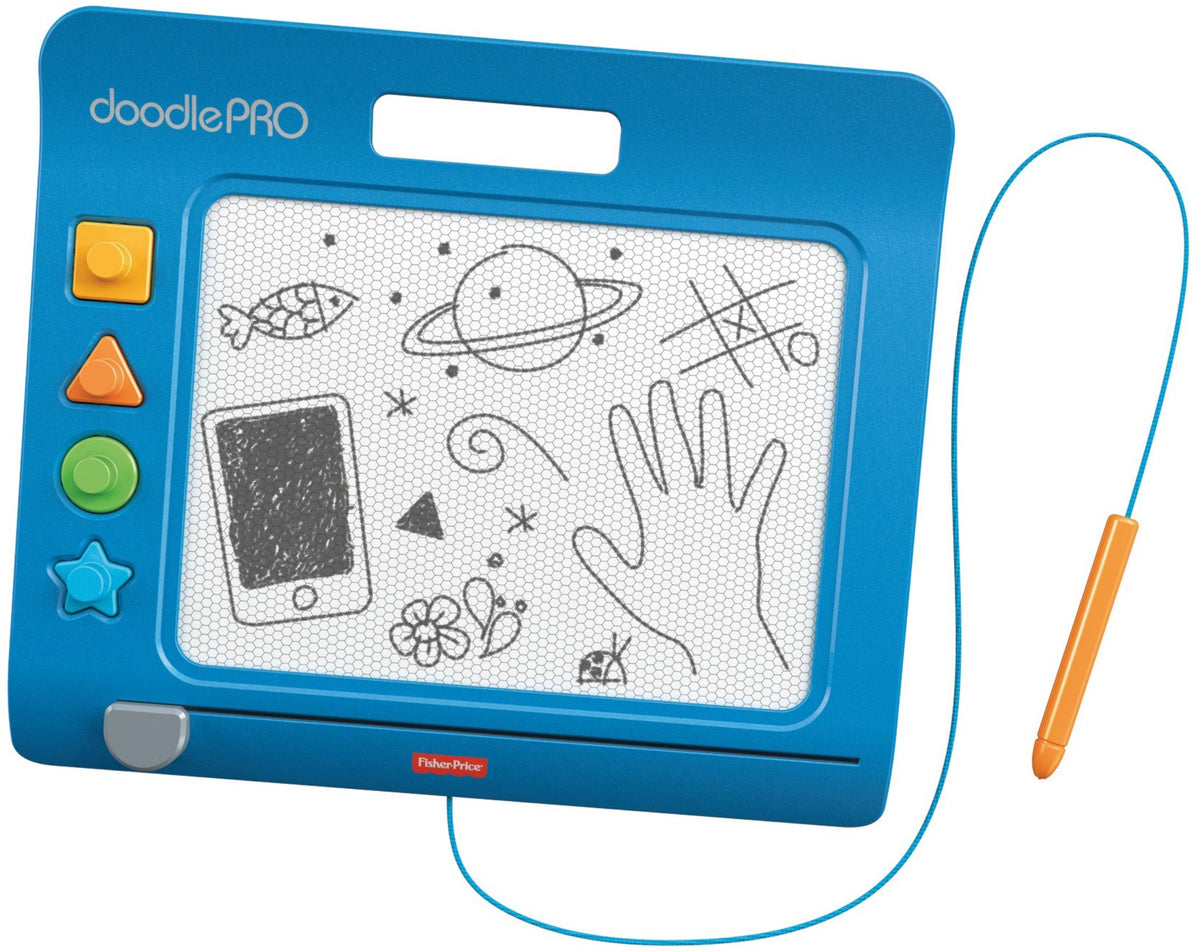 Fisher-Price Doodle Pro Slim - Blue, portable magnetic drawing tablet for mess-free art play for preschool kids ages 3 and up
