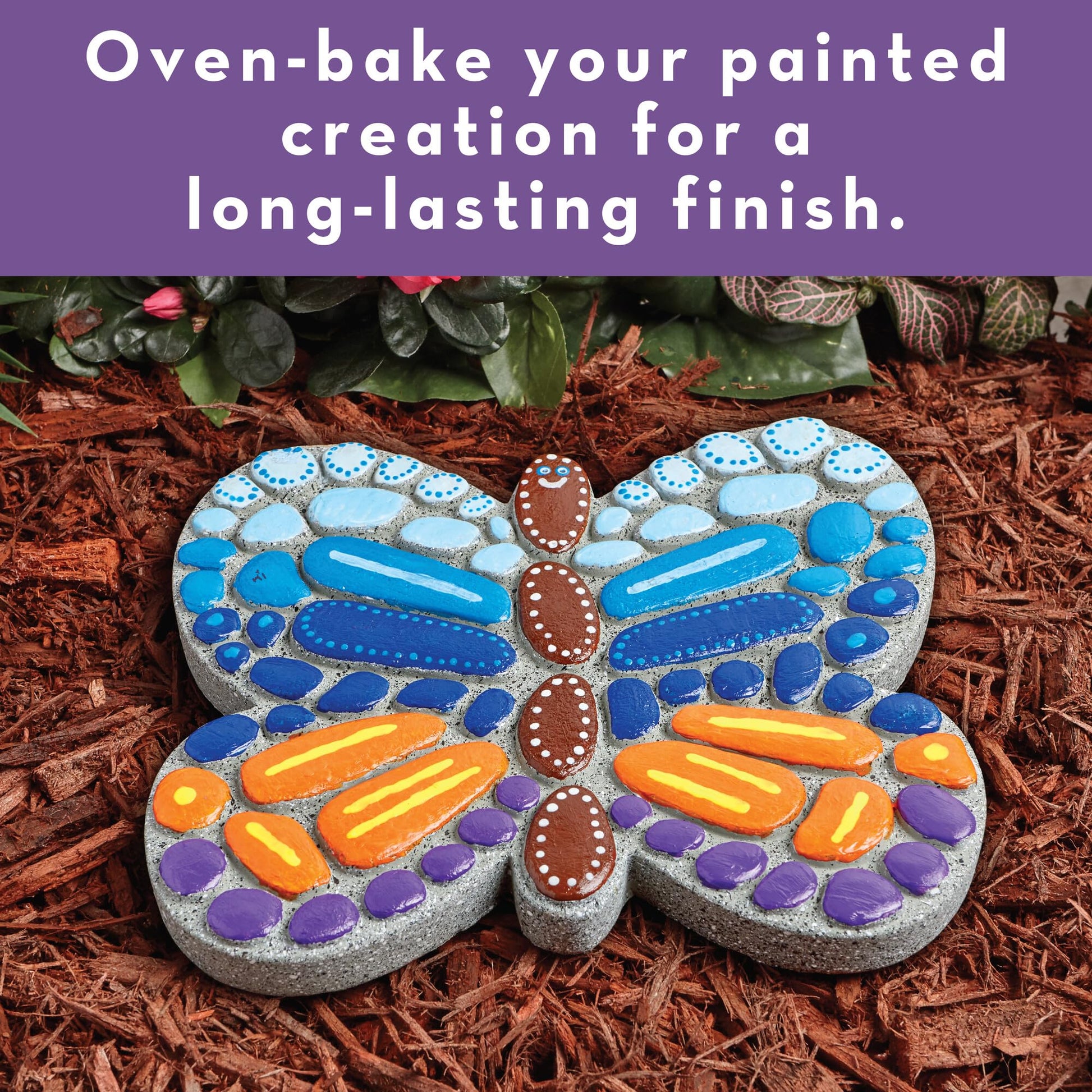 MindWare Paint Your Own Stepping Stone Butterfly, Rock Painting Kit, Stepping Stones Crafts for Kids Ages 8 & up