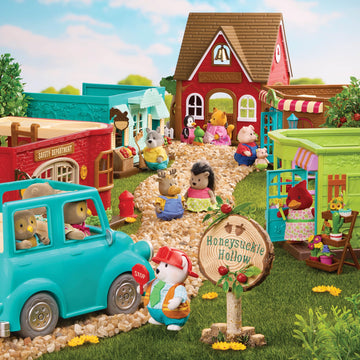 Li'l Woodzeez General Store Dollhouse Playset, 72 Pieces Storybook, Medium