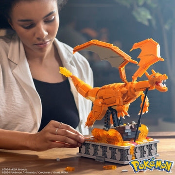 MEGA Pokémon Building Toys Set Motion Charizard with 1664 Pieces and Wing Movement, for Adult Collectors