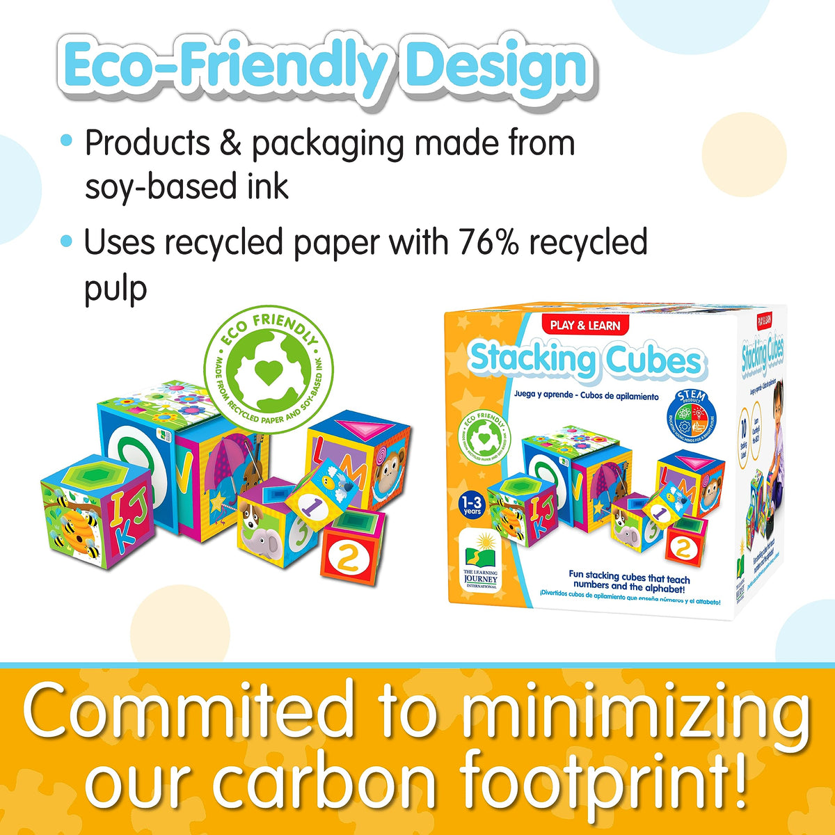 Learning Journey International LLC Play & Learn - Stacking Cubes - STEM Toddler Toys & Gifts for Boys & Girls Ages 12 Months and Up - Mind Building