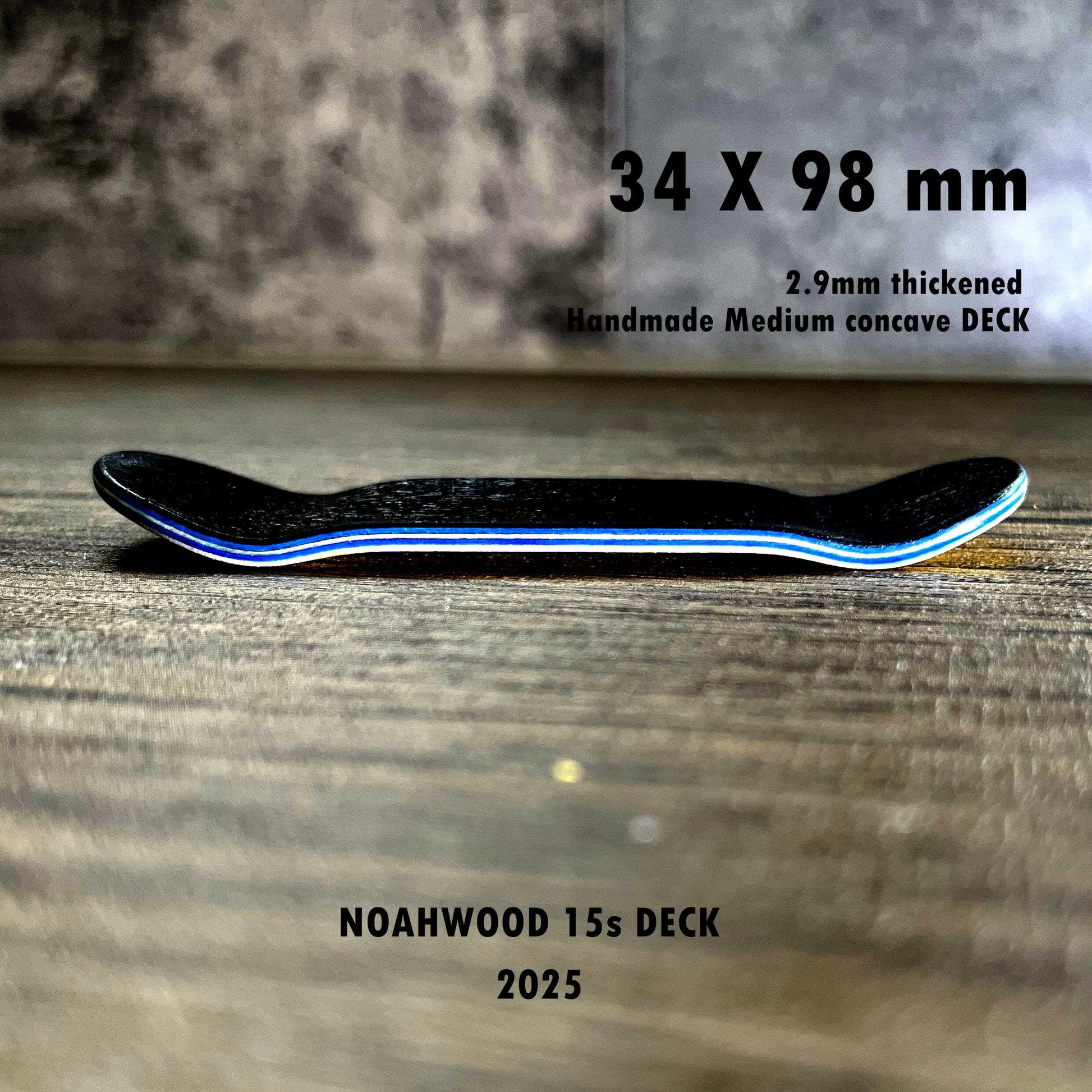 NOAHWOOD 15s PRO Fingerboard Deck (5-Layer Colour Maple Wooden Pro Concave 35 x 98mm Handmade Deck + 2 Grip Tape) Noah ii