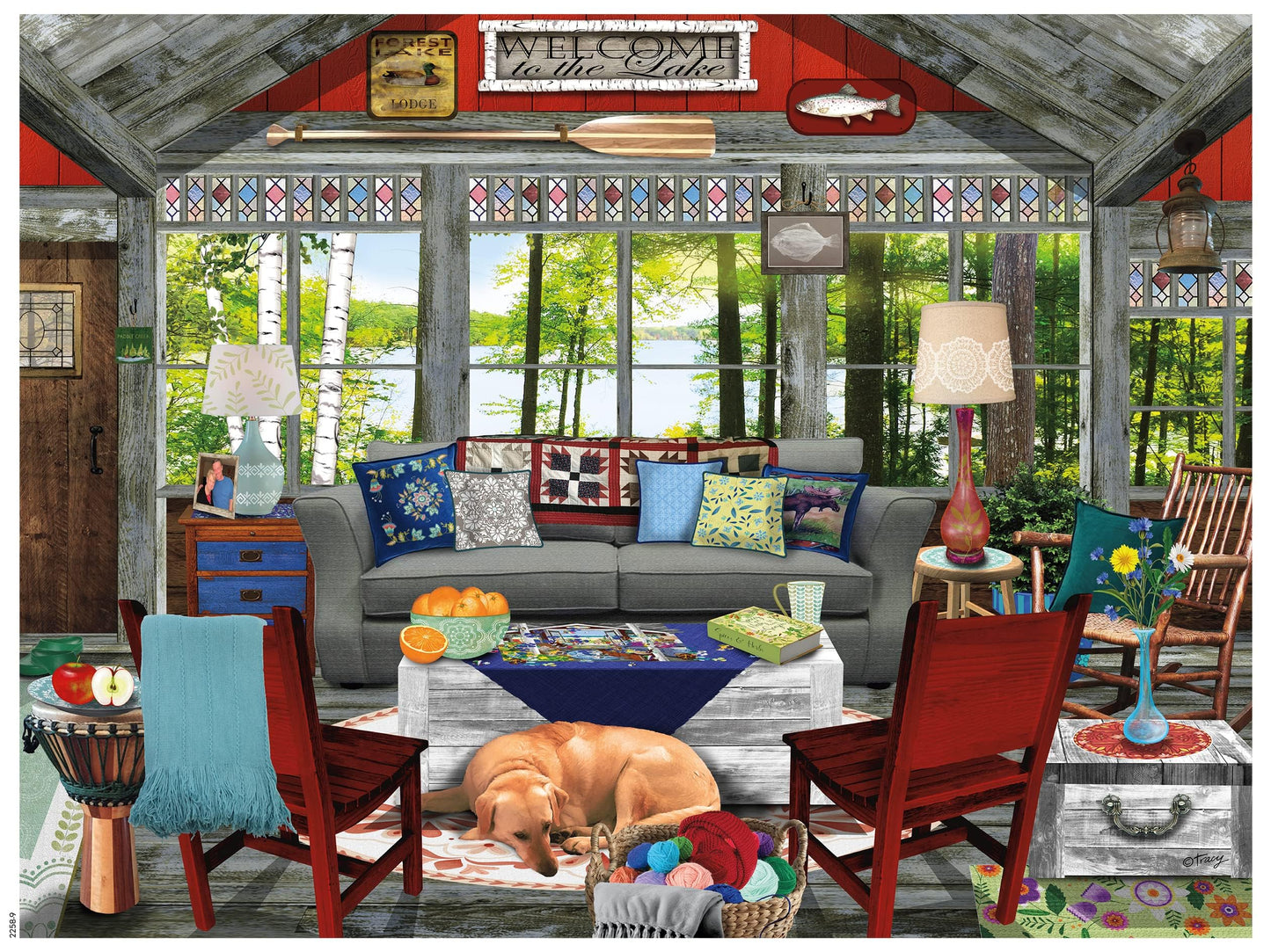 Ceaco - Lake Cabin - 300 Large Piece Jigsaw Puzzle for Adults