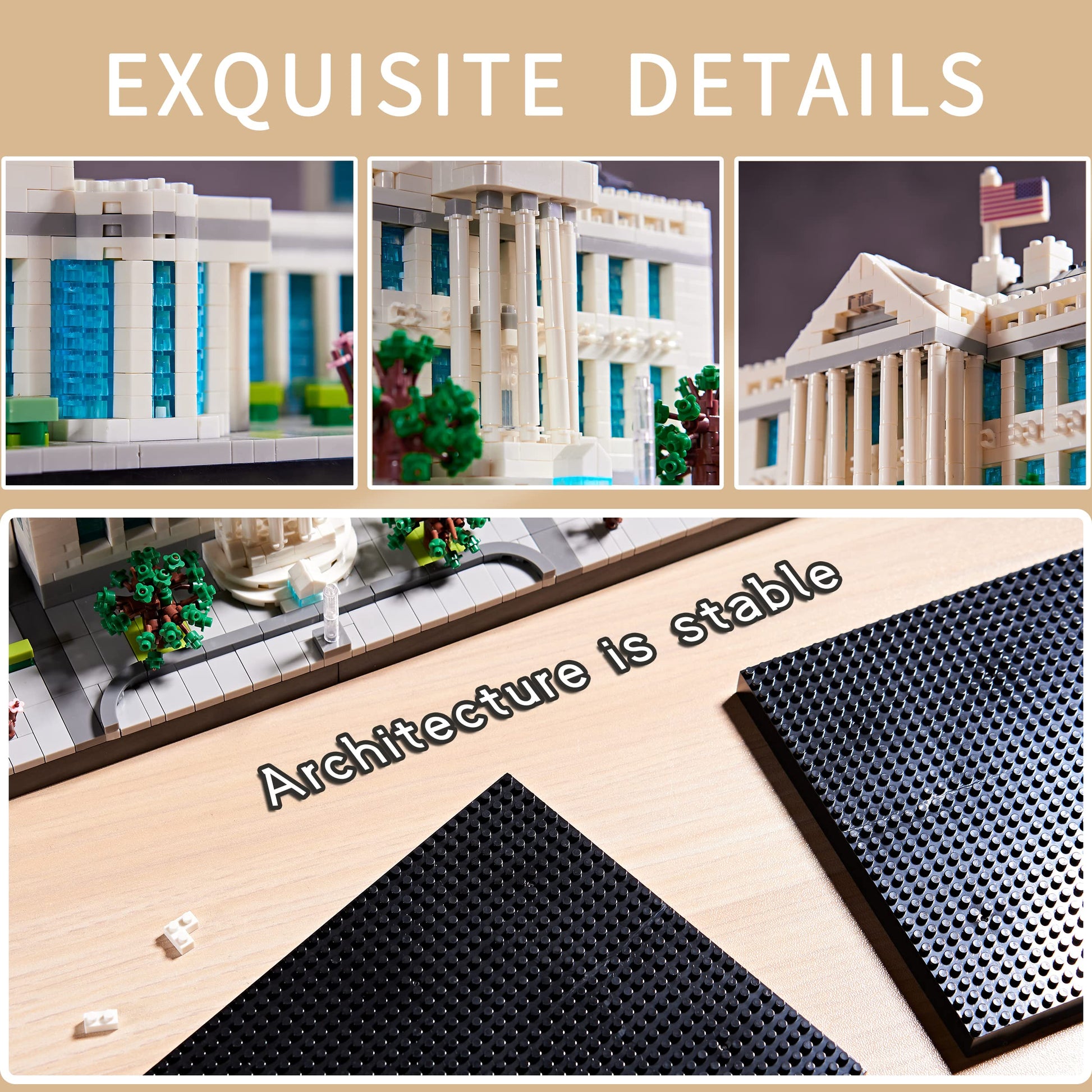 KLMEi Architecture Sets for Adults White House U.S. Capital Collection Building Kit Micro Blocks Famous Landmark, Mini Bricks Toys Presents for Kids