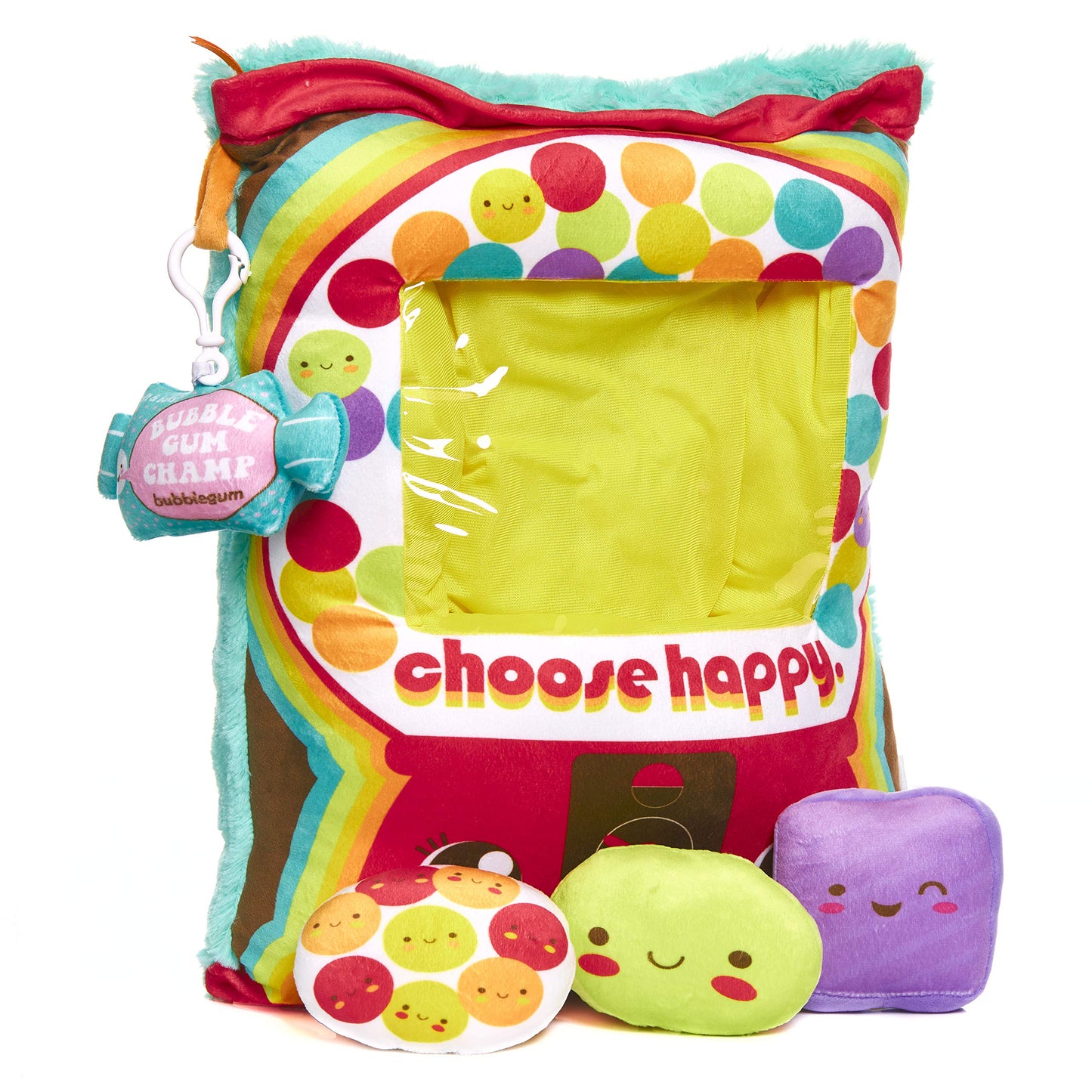 KIDS PREFERRED Cuddle Pal 16” Gumball Machine Pillow with Three Plush Toys and Clip On Pal Inside - Peek n’ Pals