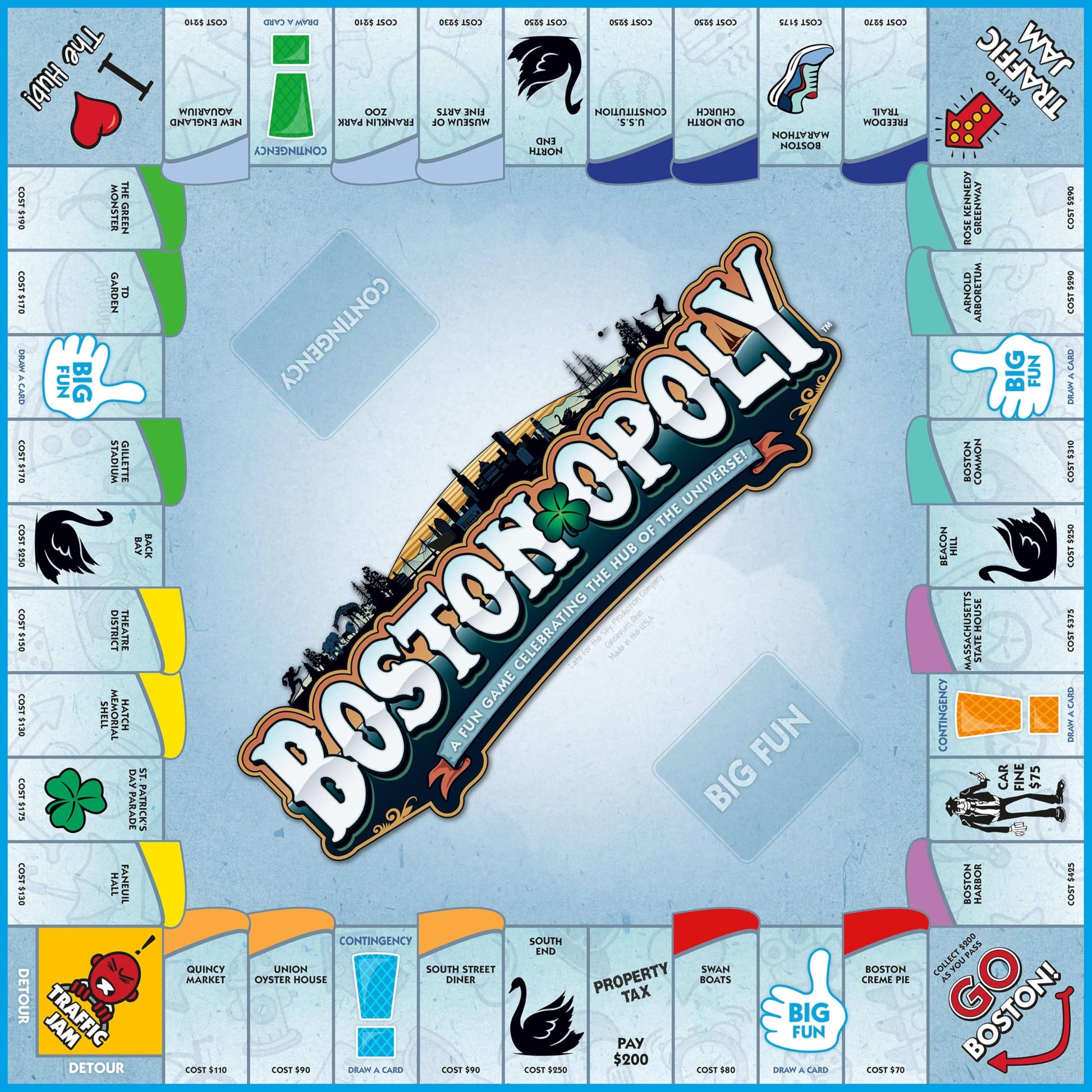 Late for the Sky Boston-Opoly Boston Board Game - Property Trading City Edition for Families & Adults, 2-6 Players, Opoly-Style Strategy with City