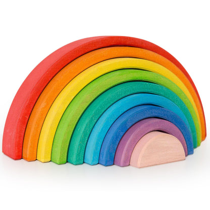 AVDAR 12Pcs Wooden Rainbow Stacker Toy, Extra Large Wooden Rainbow Stacking Toy, Montessori Nesting Puzzle for Kids