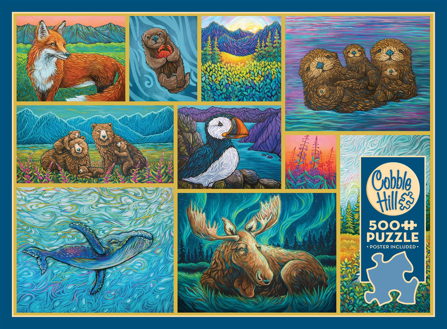 Cobble Hill 500 Piece Puzzle - Alaskan Animals - Sample Poster Included