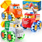 Vroomix JOVA GlowRover 3 Pack Monster Truck Toys, City Utility Cars with Flashing LED Light Up Wheels, Push and Go Cars for Toddlers Boys Girls Age 2