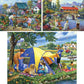 Bits and Pieces - Value Set of Three (3)- 300 pc Summer in The Village, Fishing by A Covered Bridge, Camping Close to Home Jigsaw Puzzle for Adults by
