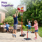 Kids Basketball Hoop Set with T Ball Stand, 4 in 1 Adjustable Kids Sports Toy Indoor Outdoor, Basketball Goal for Kids 2 to 8, Easy Setup, Durable