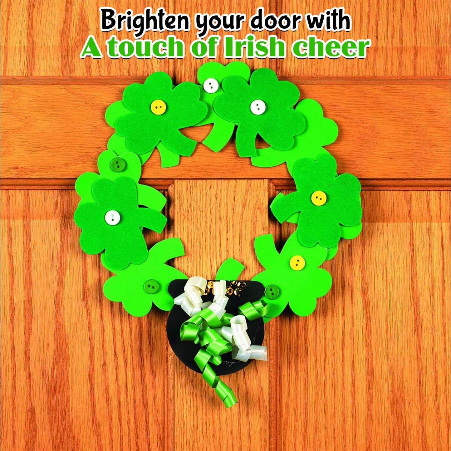 Fun Express Foam Shamrock Wreath Craft Kit - Makes 12 - St. Patrick's Day Crafts for Kids