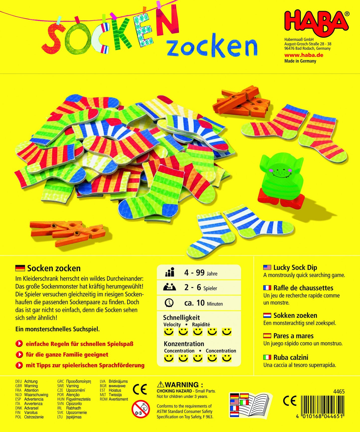 HABA Socken Zocken - Lucky Sock Dip Matching & Memory Game